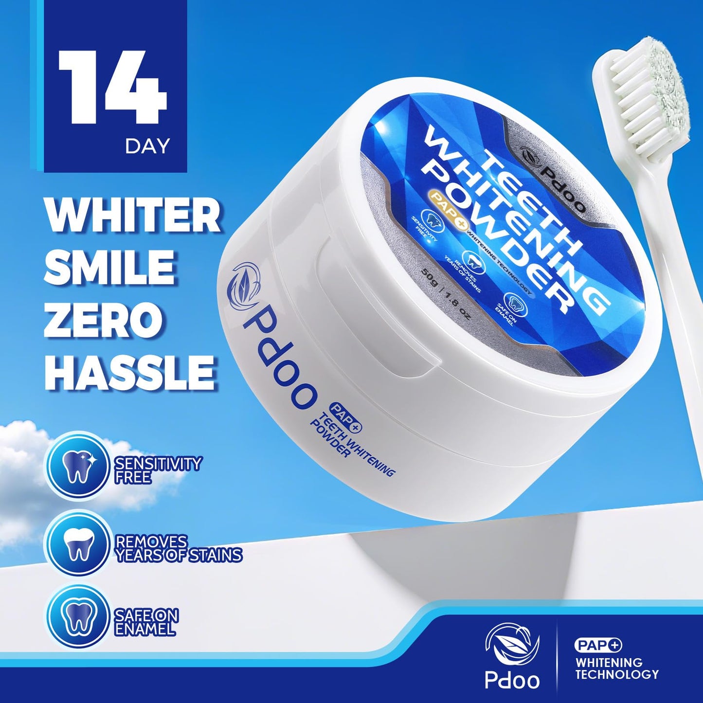 Teeth Whitening Powder 50g with PAP – Sensitivity-Free & Enamel-Safe