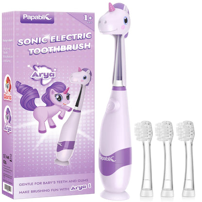 Papablic Arya Toddler Sonic Electric Toothbrush | Unicorn Cover & LED Timer