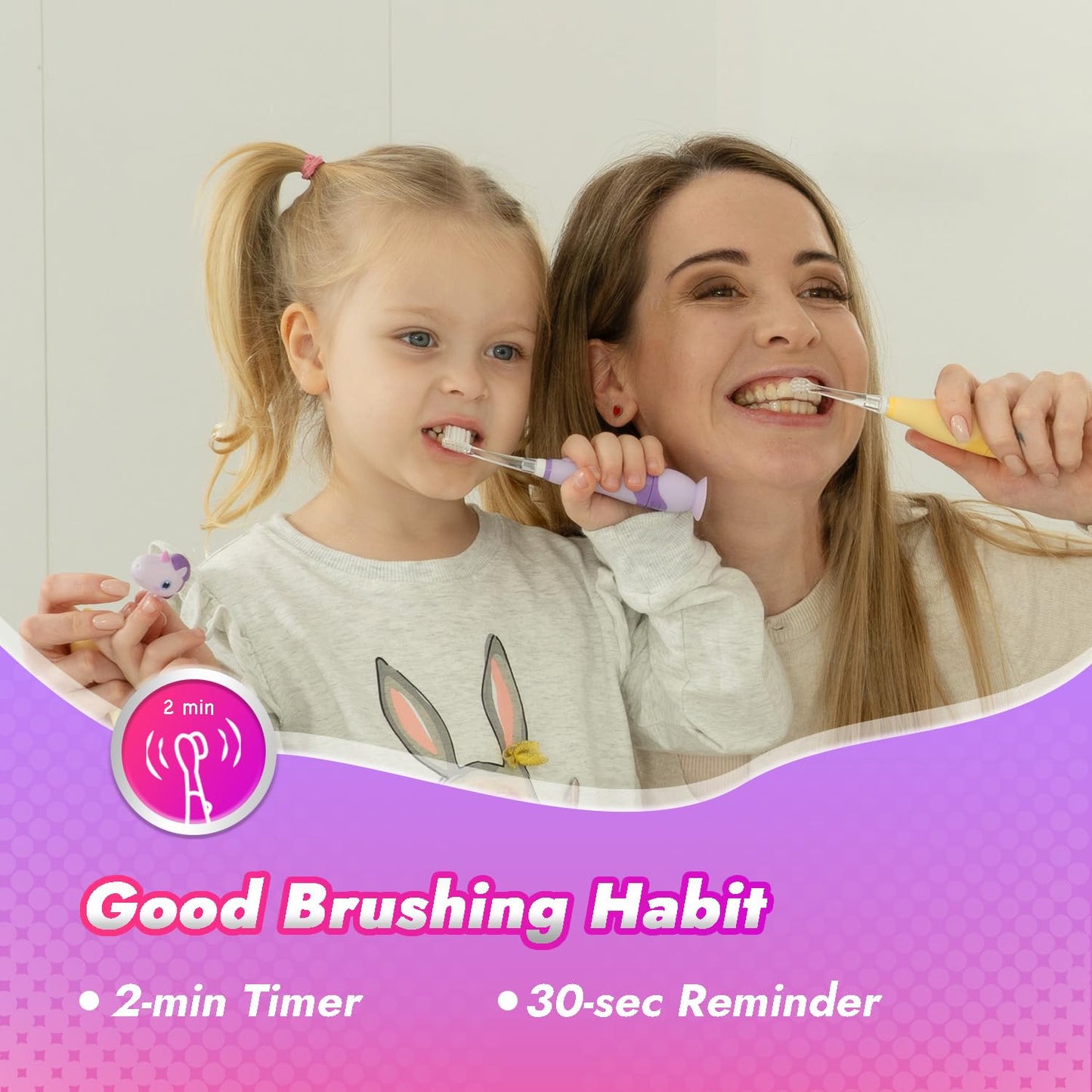 Papablic Arya Toddler Sonic Electric Toothbrush | Unicorn Cover & LED Timer