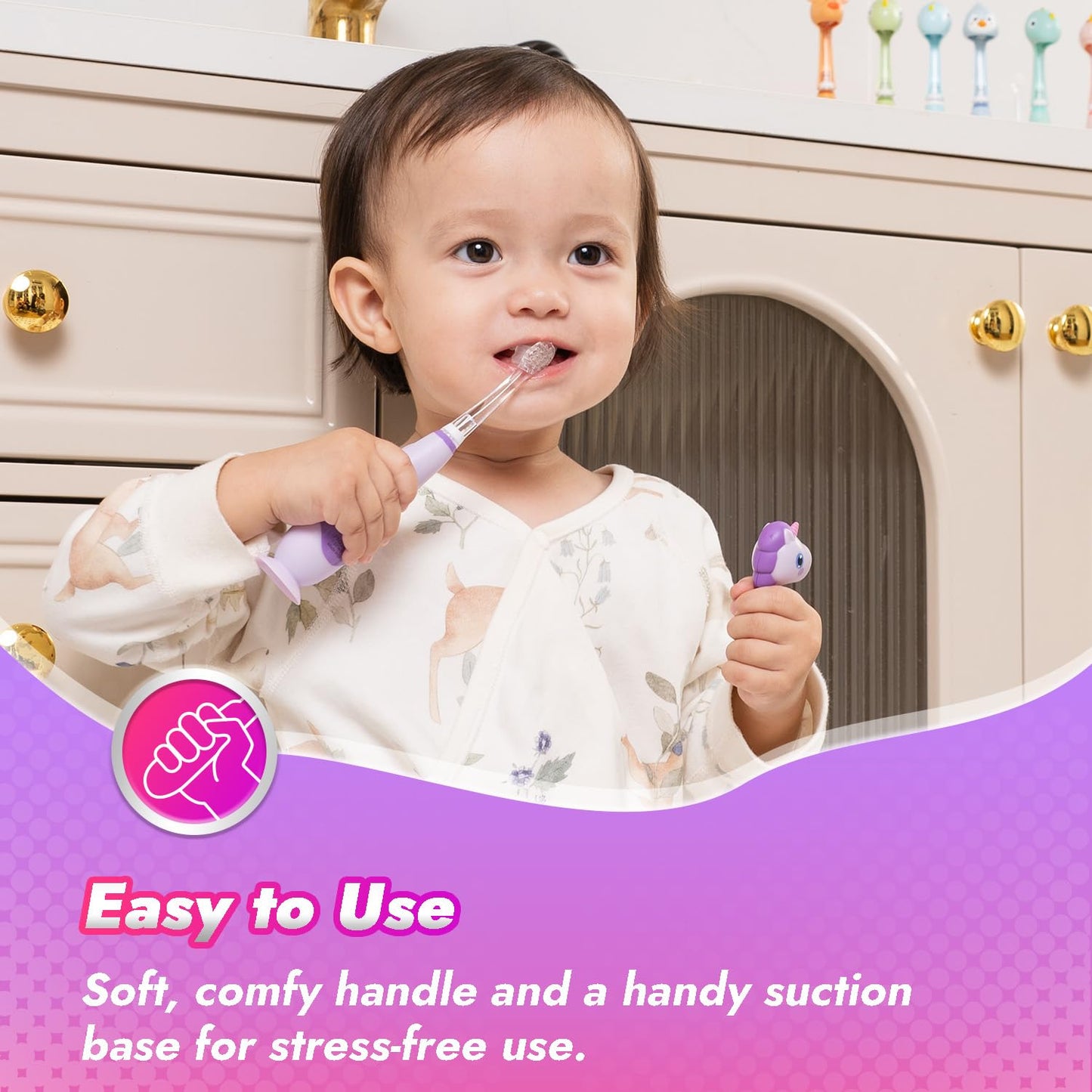 Papablic Arya Toddler Sonic Electric Toothbrush | Unicorn Cover & LED Timer