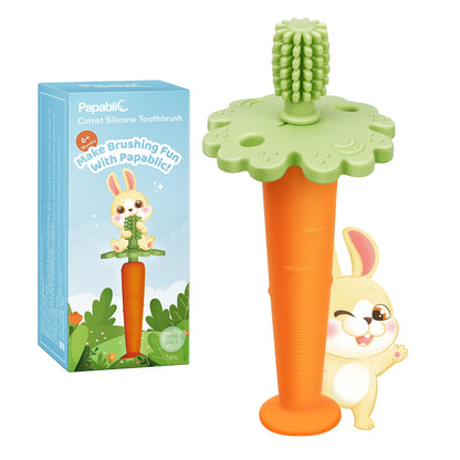 Papablic Baby Toothbrush Teether - 360° Carrot Teether for 6-12 Months