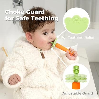 Papablic Baby Toothbrush Teether - 360° Carrot Teether for 6-12 Months
