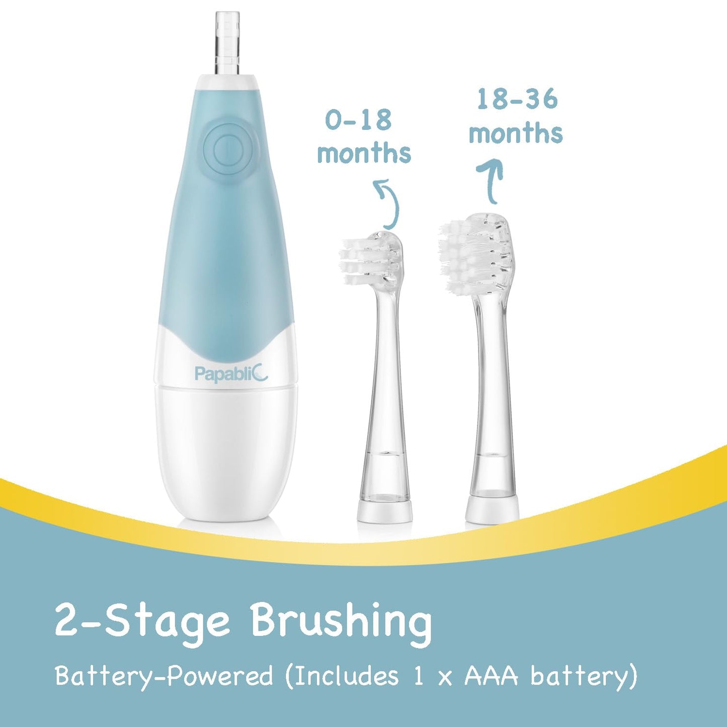 Papablic BabyHandy 2-Stage Sonic Electric Toothbrush for Babies and Toddlers (0-3 Years)
