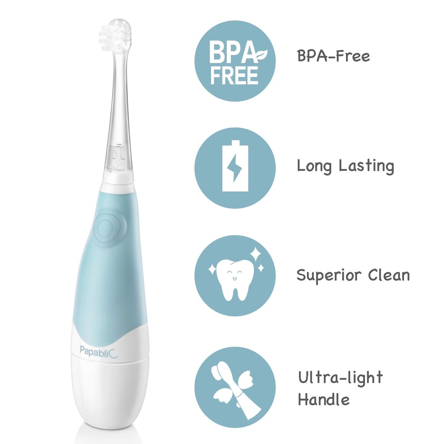 Papablic BabyHandy 2-Stage Sonic Electric Toothbrush for Babies and Toddlers (0-3 Years)