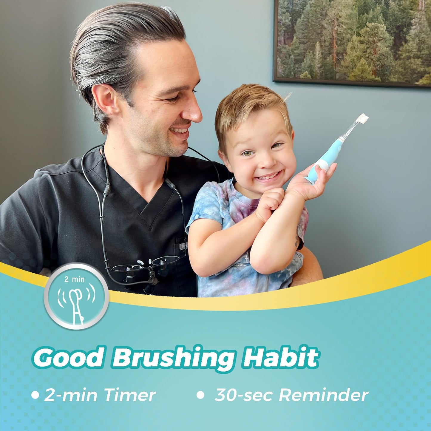 Papablic Debby Toddler Sonic Toothbrush 1-3 yrs - Dino Cover, LED Timer