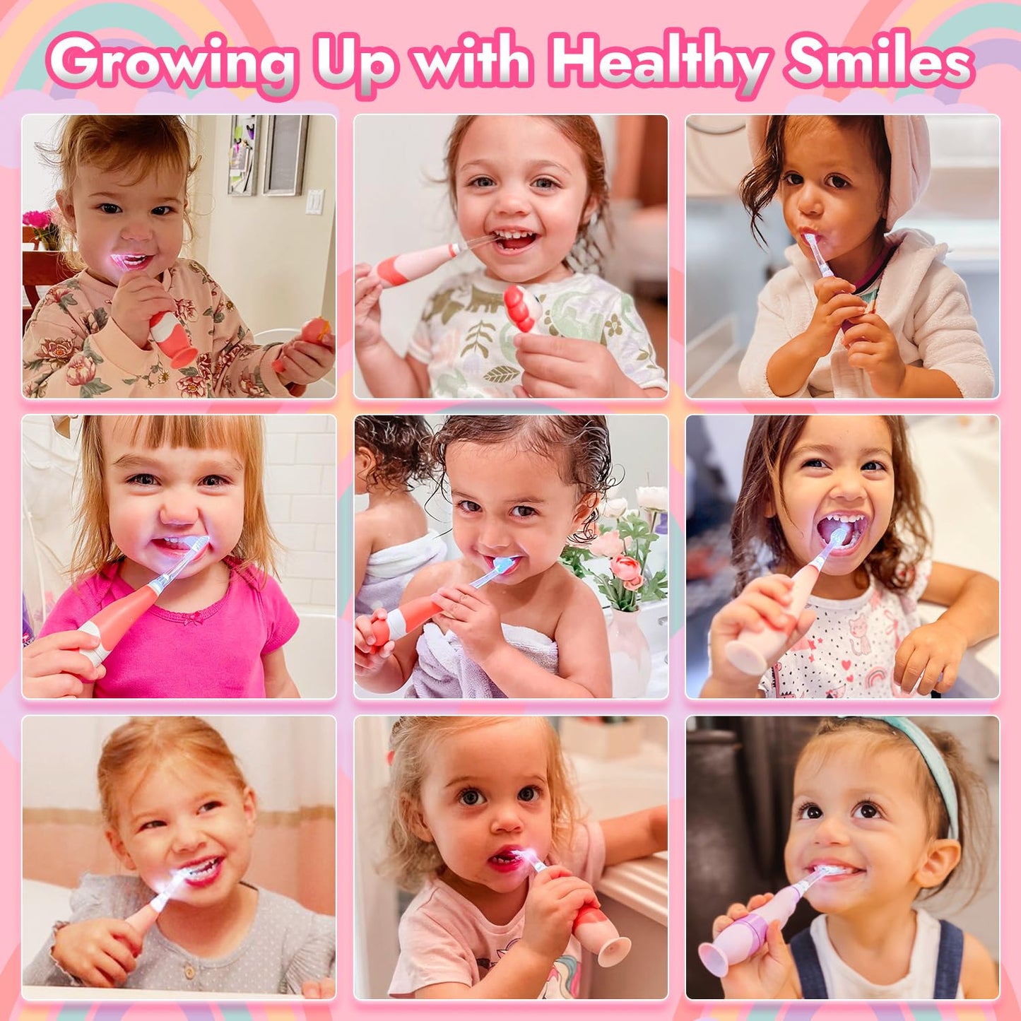 Papablic Doris Toddler Sonic Toothbrush for Ages 1–3 | Unicorn Cover, LED Timer