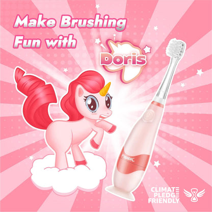 Papablic Doris Toddler Sonic Toothbrush for Ages 1–3 | Unicorn Cover, LED Timer