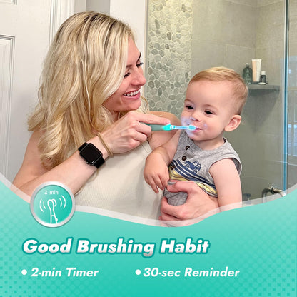Papablic Jo Toddler Sonic Electric Toothbrush (Ages 1-3) – Dino Cover, 4 Brush Heads, LED Timer
