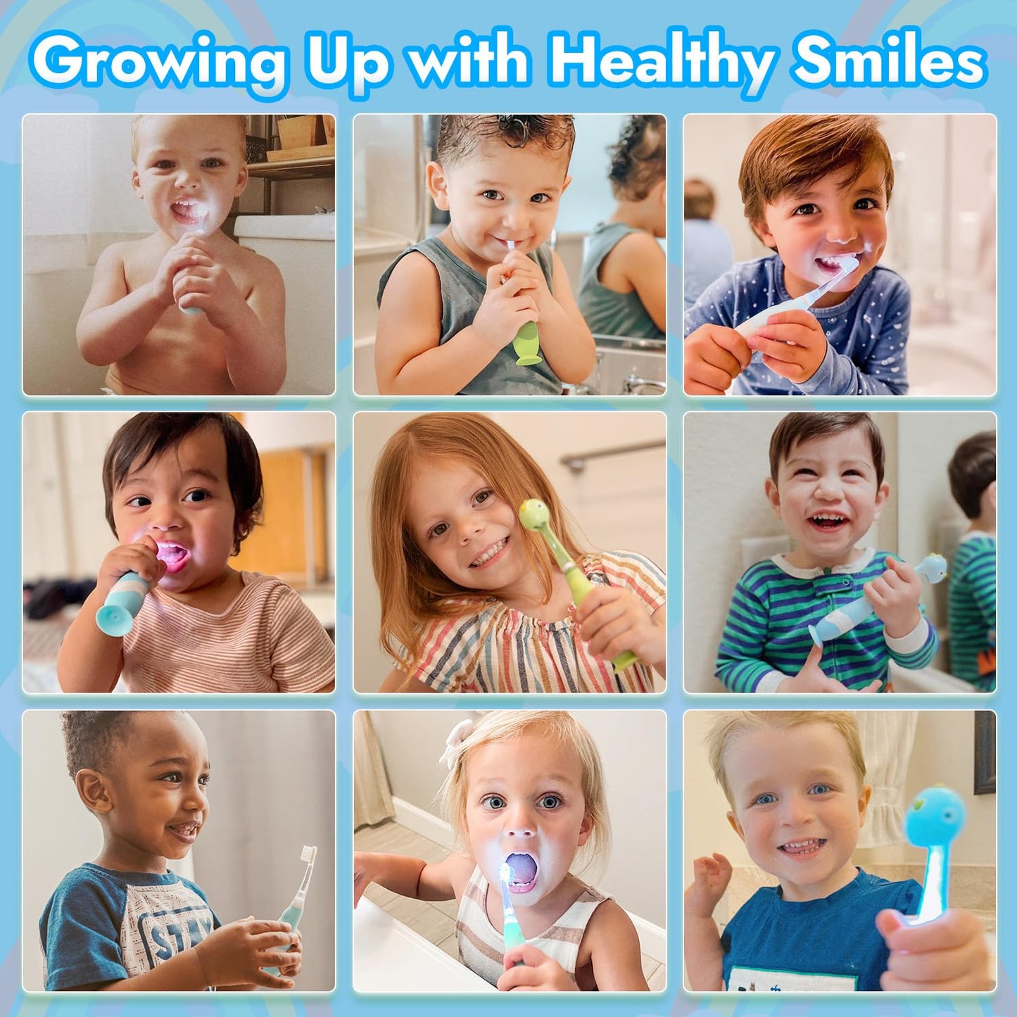 Papablic Pippin Toddler Sonic Electric Toothbrush for Ages 1-3 | Penguin Cover, LED Timer