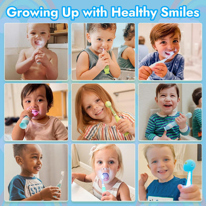 Papablic Pippin Toddler Sonic Electric Toothbrush for Ages 1-3 | Penguin Cover, LED Timer