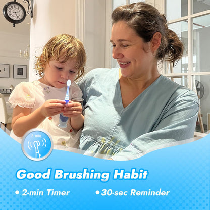 Papablic Pippin Toddler Sonic Electric Toothbrush for Ages 1-3 | Penguin Cover, LED Timer