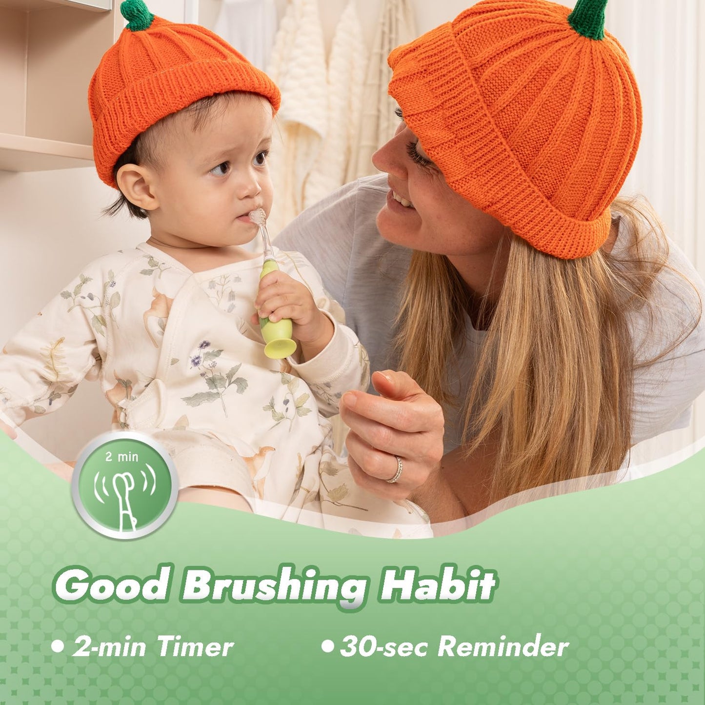 Papablic Toddler Sonic Electric Toothbrush Max for Ages 1-3 | Dino Cover, LED Timer, 2 Brush Heads
