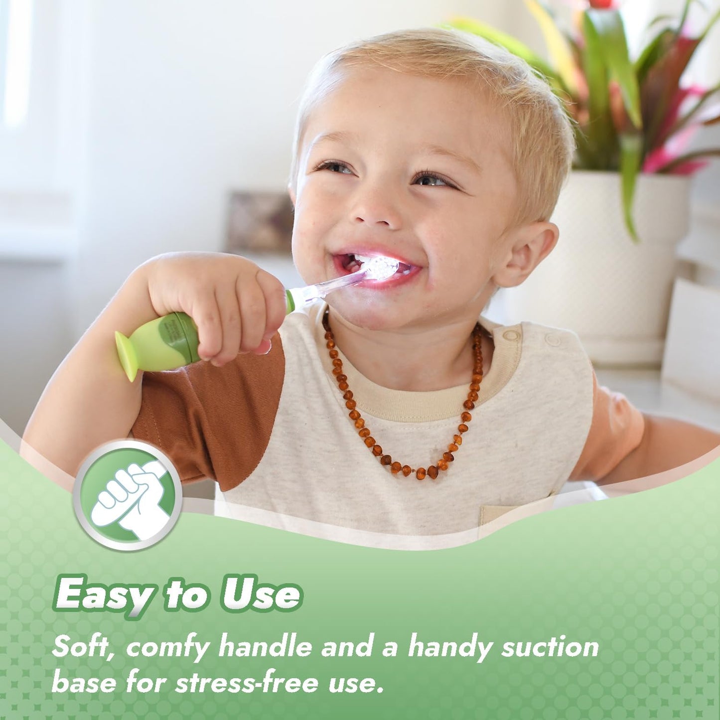Papablic Toddler Sonic Electric Toothbrush Max for Ages 1-3 | Dino Cover, LED Timer, 2 Brush Heads