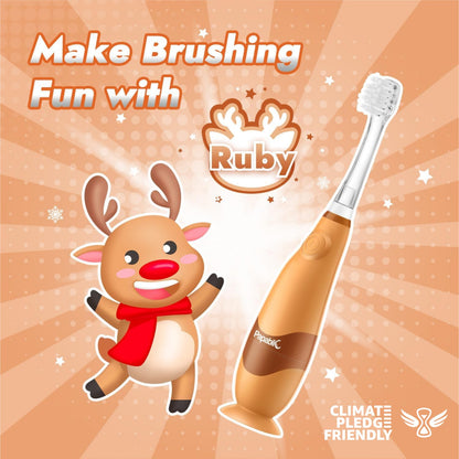 Papablic Ruby Toddler Sonic Toothbrush – Ages 1-3, Reindeer Cover