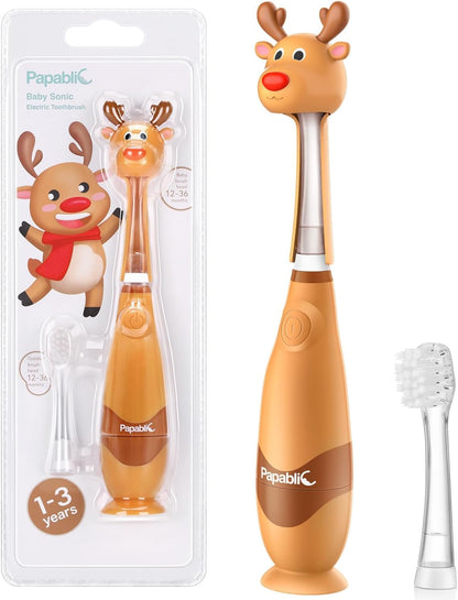 Papablic Ruby Toddler Sonic Toothbrush – Ages 1-3, Reindeer Cover
