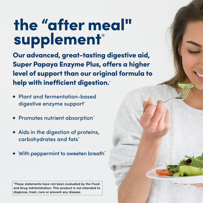 American Health Super Papaya Enzyme Plus - 180 Chewable Tablets | After-Meal Digestive Enzyme - Non-GMO - 60 Servings
