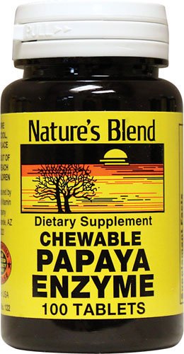 Papaya Enzyme 100 Chewables - 60 mg Papain per Serving | Nature's Blend