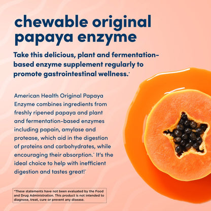 American Health Papaya Enzyme - 600 Chewables, 2-Pack | After-Meal Digestive Enzymes, Non-GMO & Vegan