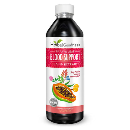 Papaya Leaf Blood Support Liquid - 15X Strength | Healthy Platelets & Digestion - 12oz