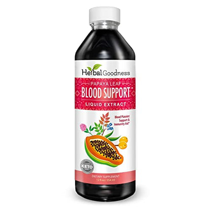 Papaya Leaf Blood Support Liquid - 15X Strength | Healthy Platelets & Digestion - 12oz
