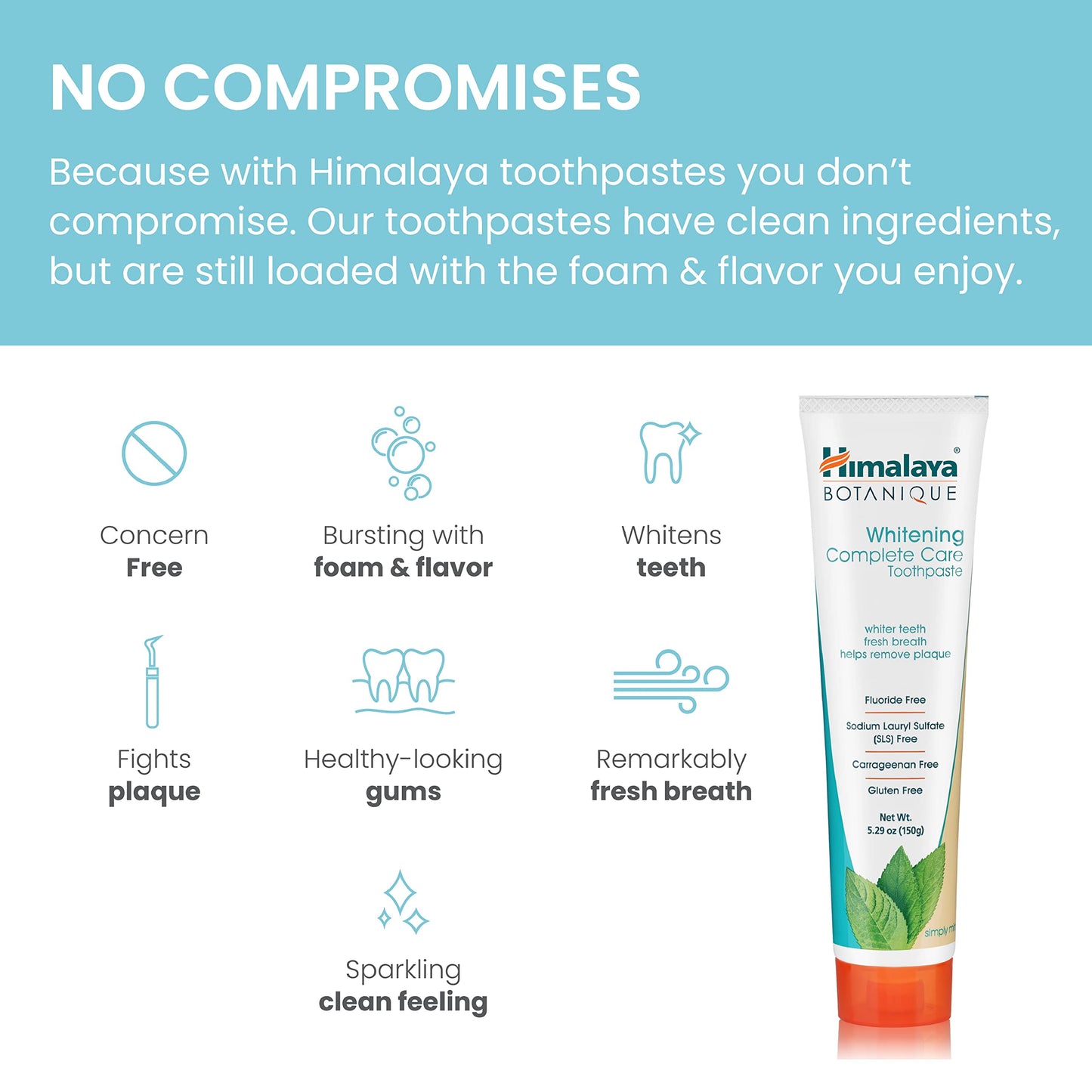 Himalaya Botanique Whitening Complete Care Toothpaste - Fluoride Free, Mint, 2 Pack