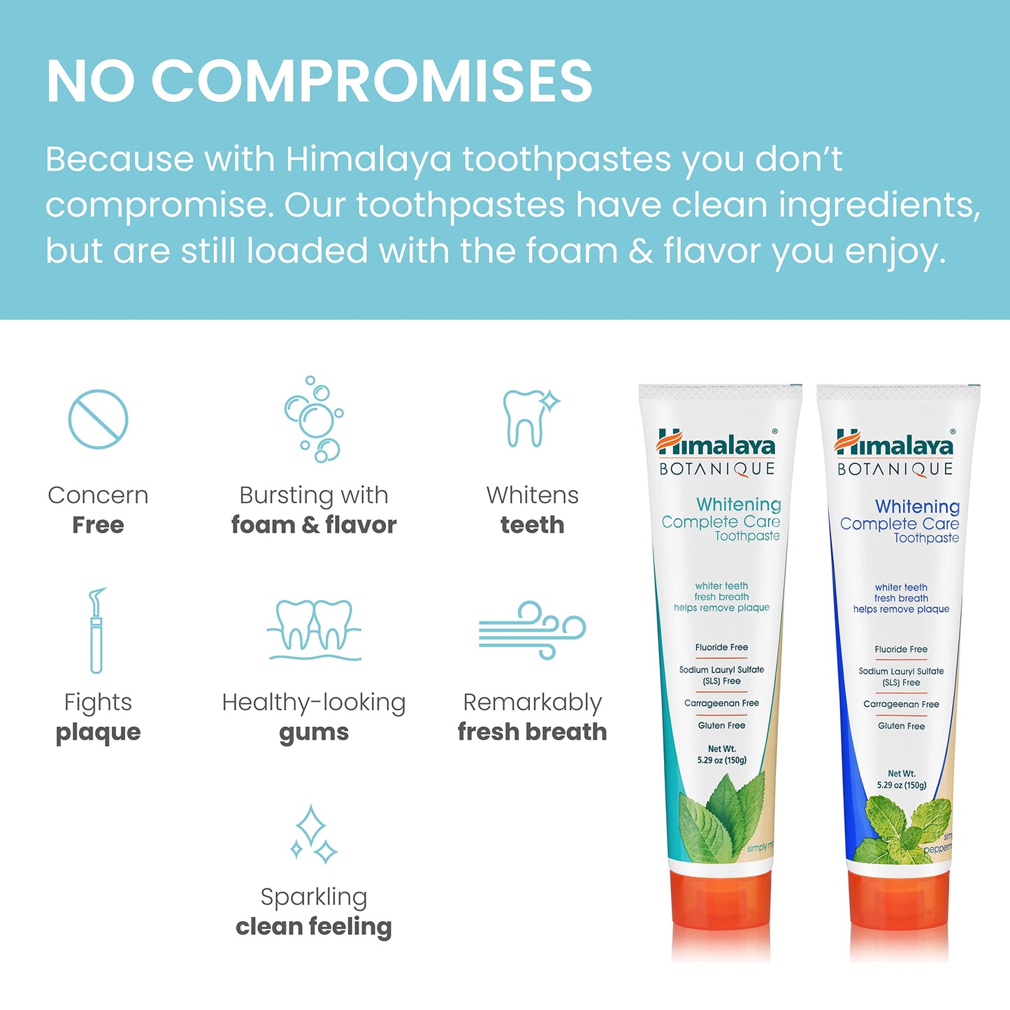 Himalaya Botanique Whitening Complete Care Toothpaste – Mint & Peppermint, Fluoride-Free
