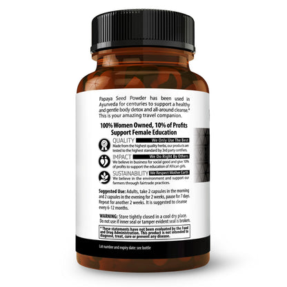 Herbal Goodness Papaya Seeds Powder Capsules – 600mg x 60, Organic Papain Enzymes for Digestion