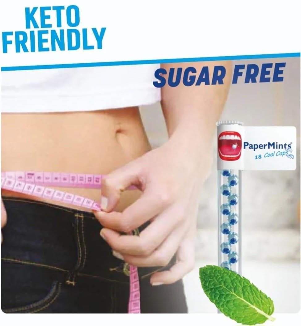 PaperMints CoolCaps Instant Fresh Breath Mints - Sugar-Free, 10 Tubes (18 capsules each) Keto-Friendly Peppermint