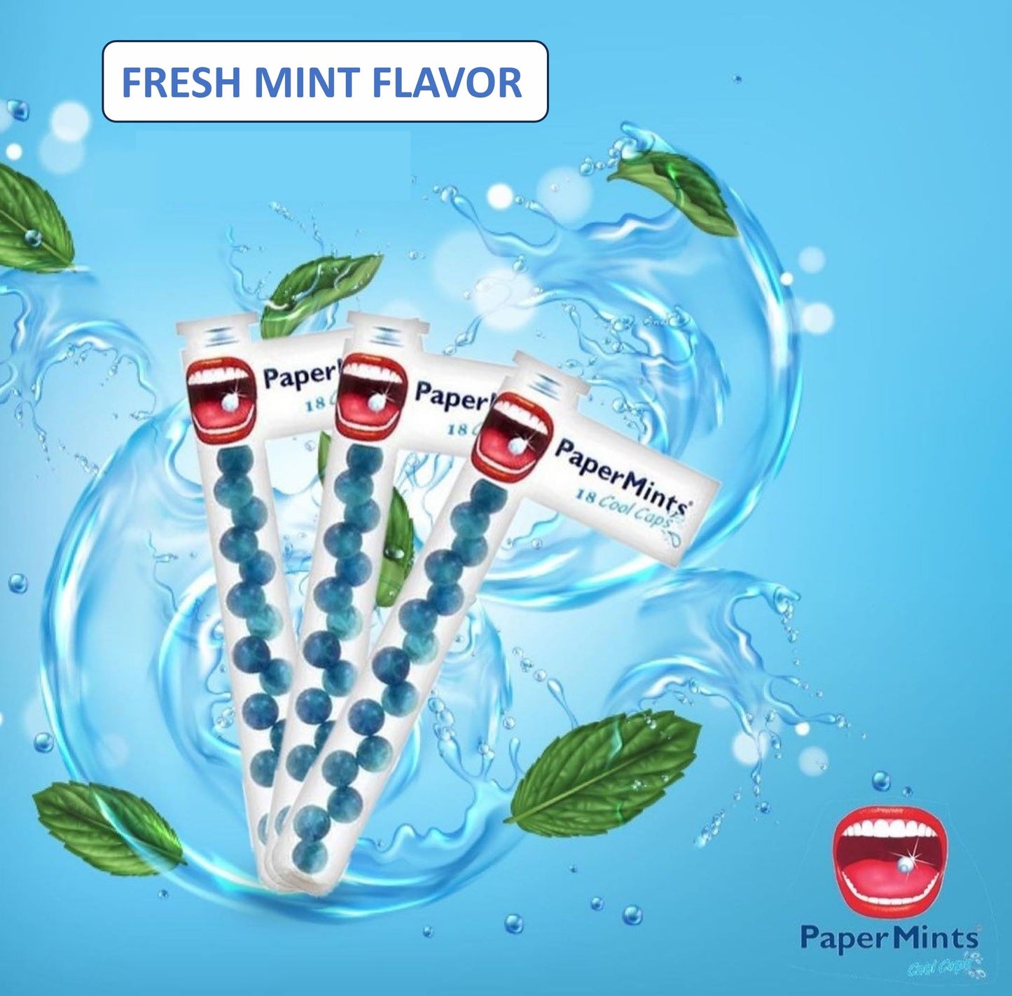 PaperMints CoolCaps Instant Fresh Breath Mints - Sugar-Free, 10 Tubes (18 capsules each) Keto-Friendly Peppermint