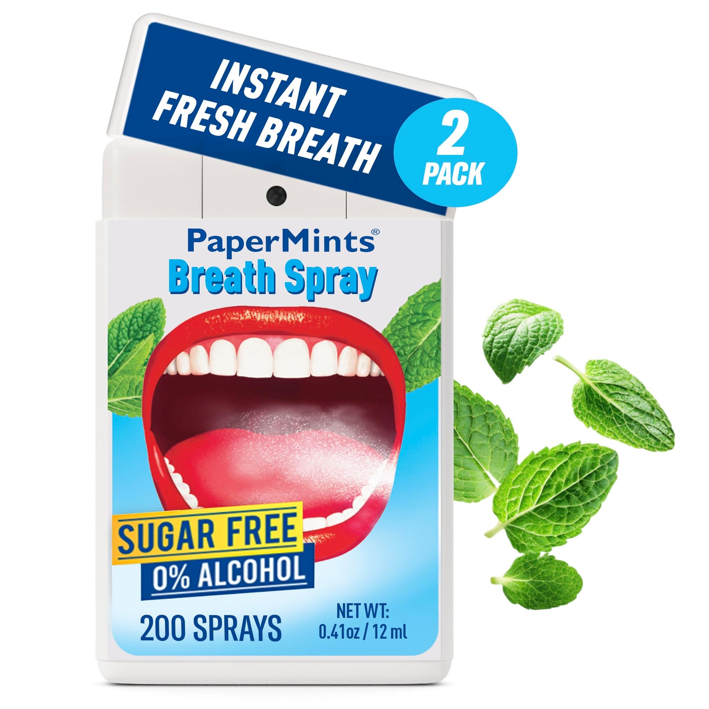 Papermints Breath Spray – Instant Fresh Breath 2 Pack | Sugar-Free, Portable Mint for Adults
