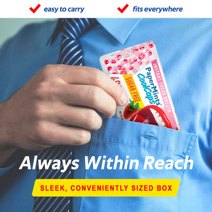 PaperMints CoolCaps Strawberry Breath Mints - Sugar-Free 4 Pack (160 caps)