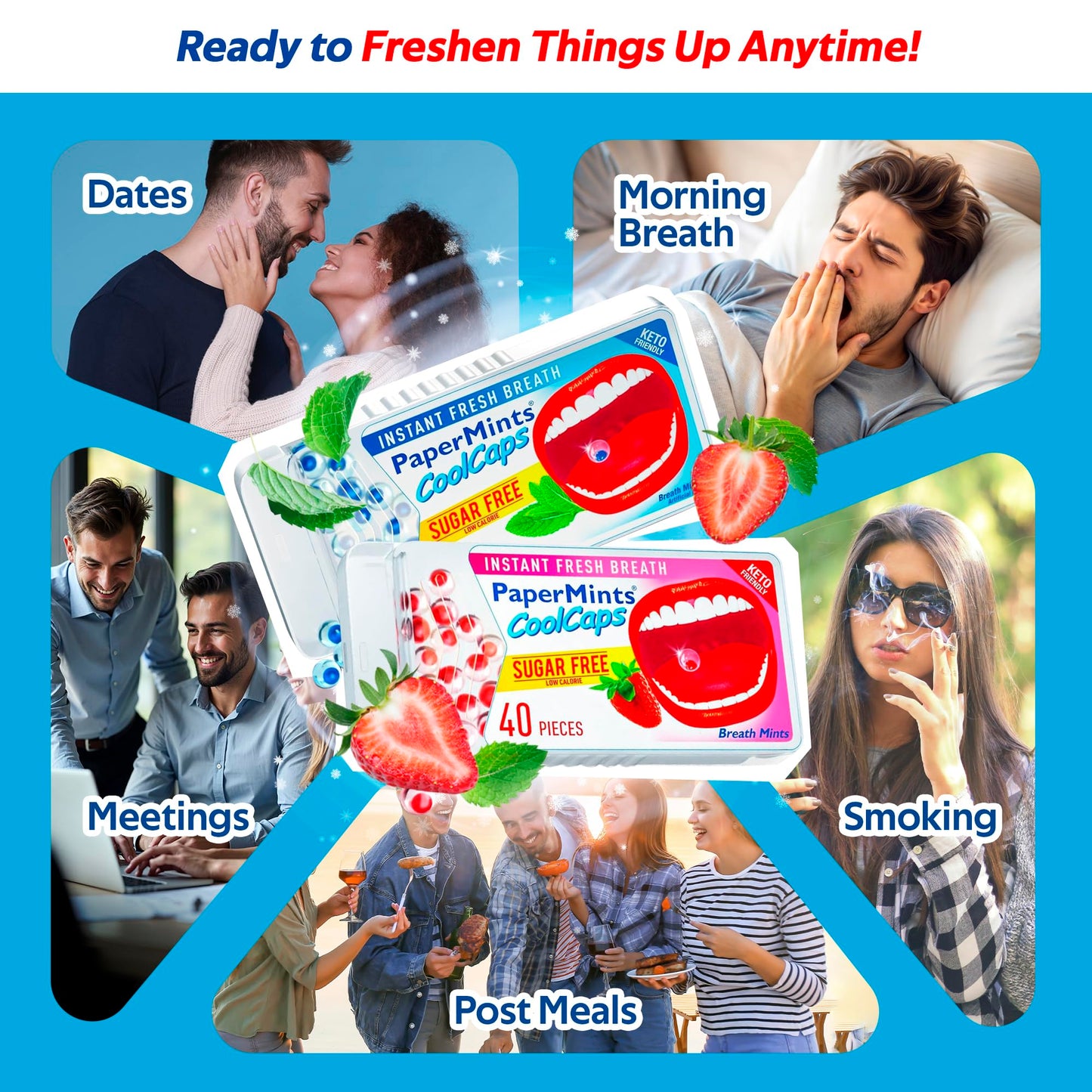 Papermints CoolCaps - Instant Fresh Breath Mints Sugar-Free 4-Pack (160 capsules)