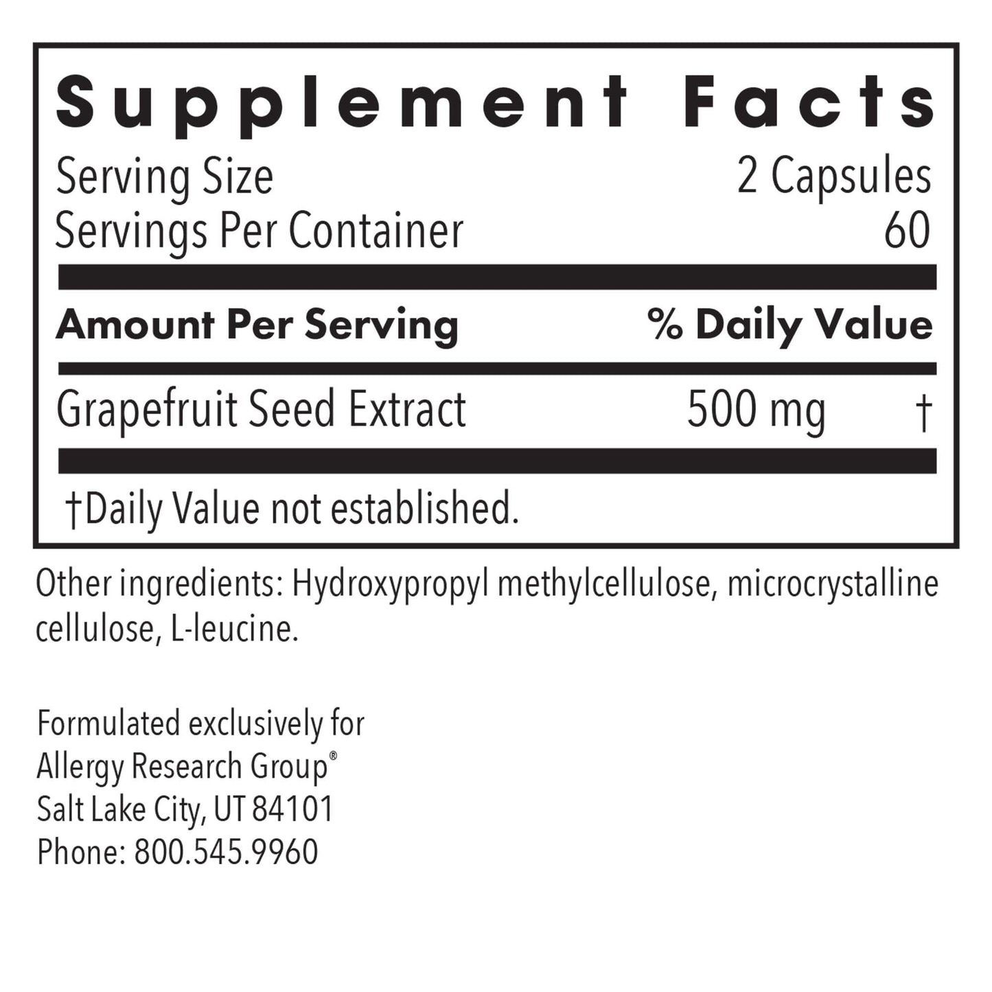 ParaMicrocidin 125 – Grapefruit Seed Extract 250mg | Allergy Research Group