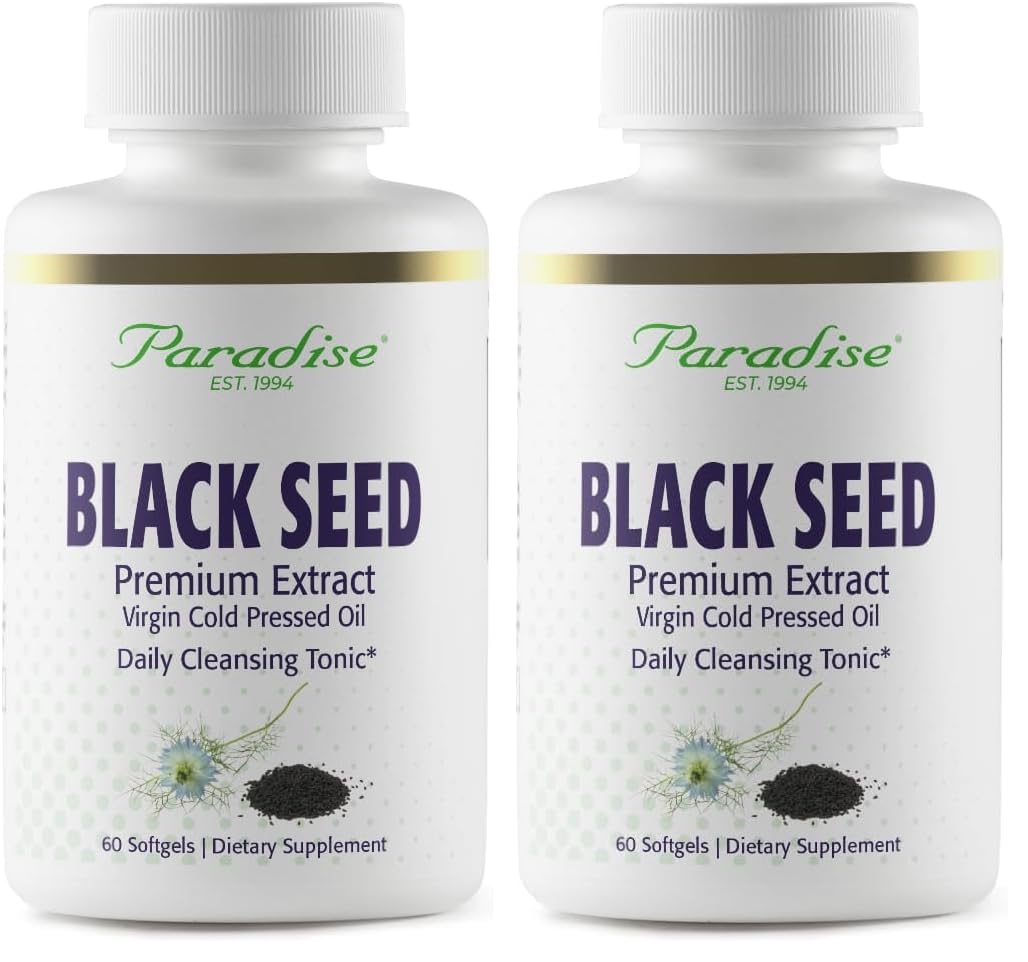 Paradise Black Seed Oil – Immune Support, Antioxidants, Ultra Pure, Vegan (60 Softgels Pack of 2)