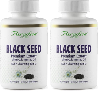Paradise Black Seed Oil – Immune Support, Antioxidants, Ultra Pure, Vegan (60 Softgels Pack of 2)