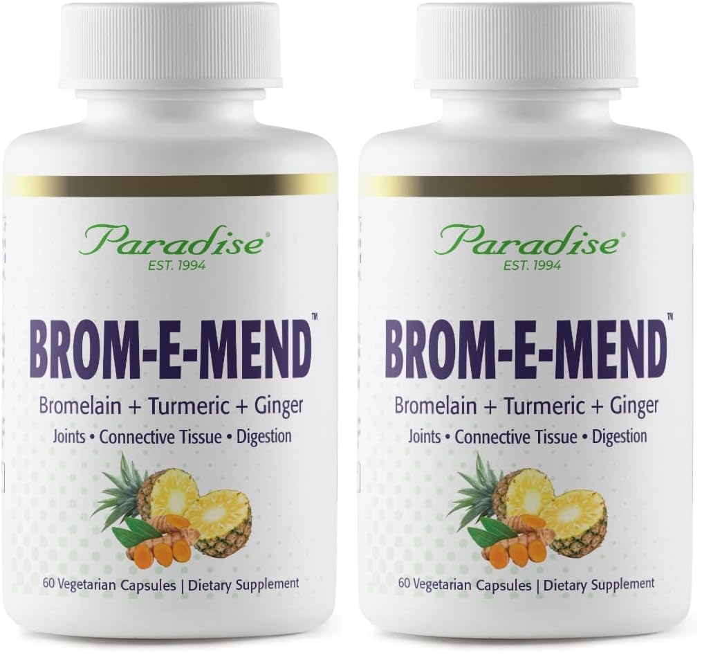 Paradise Bromelain with Turmeric & Ginger – Vegan, Non-GMO, Gluten Free | 60 Veg Capsules (Pack of 2)