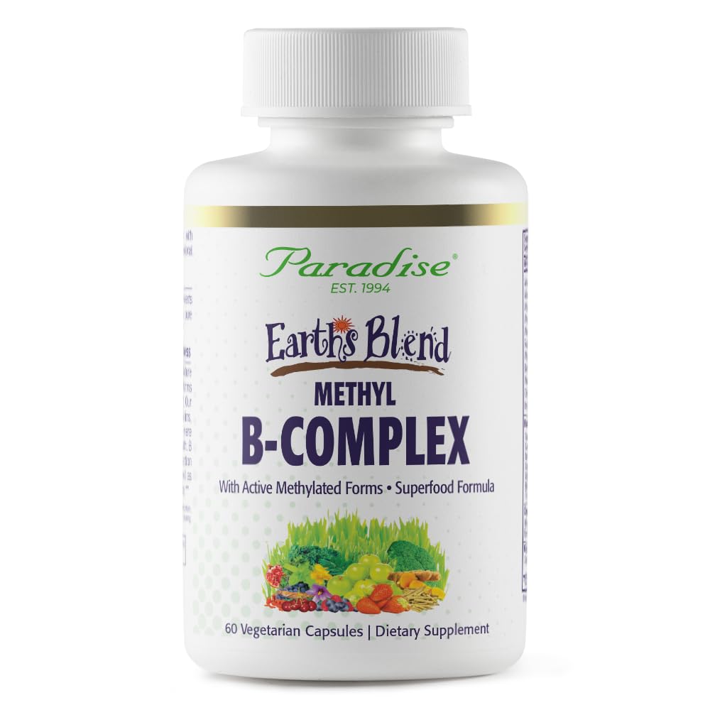 Paradise Herbs Earth's Blend B-Complex — Methylated B Vitamins + Superfoods, 60 Capsules