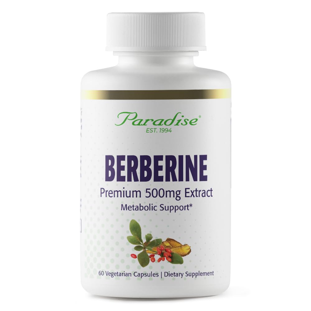 Paradise Herbs Berberine Extract 500 mg – Vegan & Gluten Free (60 capsules)