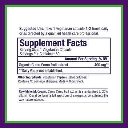 Paradise Herbs Camu Camu Extract 400 mg – Vitamin C, Vegan & Gluten Free