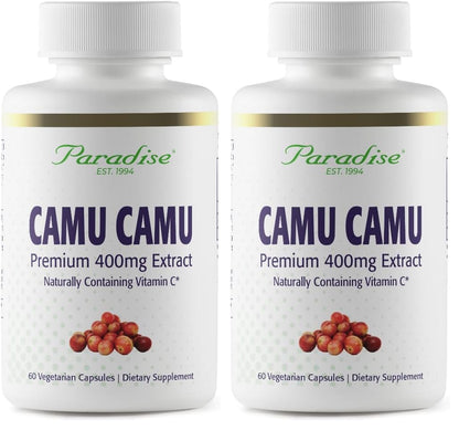 Paradise Herbs Organic Camu Camu Extract 400 mg – Vitamin C Rich, Pure & Potent, Gluten Free, Non-GMO, Vegan, 60 Capsules (Pack of 2)