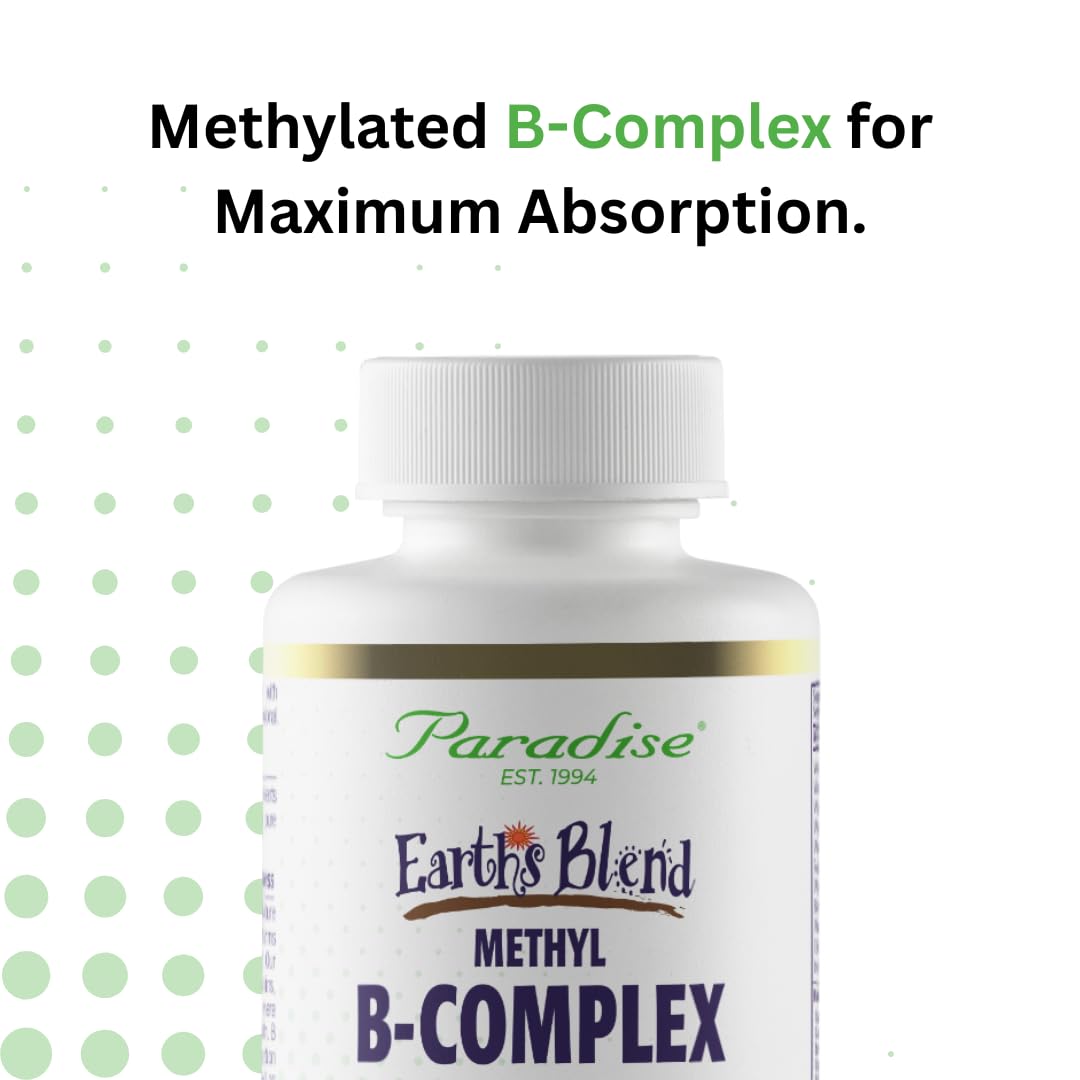 Paradise Herbs Earth's Blend B-Complex | Methylated B Vitamins + Superfoods (60 Caps, Pack of 2)