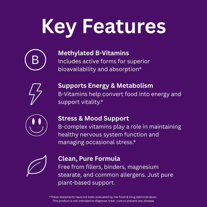 Paradise Herbs Earth's Blend B-Complex | Methylated B Vitamins + Superfoods (60 Caps, Pack of 2)