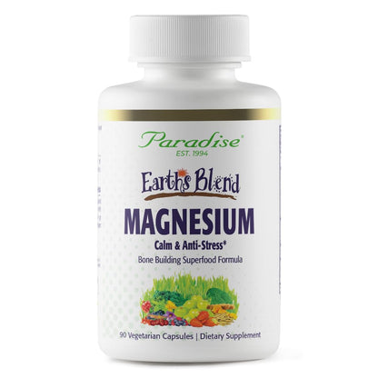 Paradise Herbs Earth's Blend Magnesium Supplement – Stress Relief, Sleep Support, Heart Health, Nerves & Muscles | Vegan, Non-GMO, Gluten Free, 90 Vegetarian Capsules