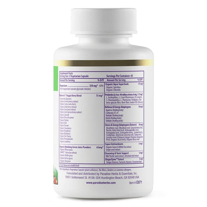 Paradise Herbs Earth's Blend Magnesium Supplement – Stress Relief, Sleep Support, Heart Health, Nerves & Muscles | Vegan, Non-GMO, Gluten Free, 90 Vegetarian Capsules