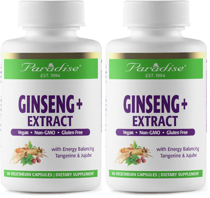 Paradise Herbs Ginseng Root Extract – Energy & Well-Being, Vegan, Non-GMO, Gluten Free, 60 Capsules (Pack of 2)