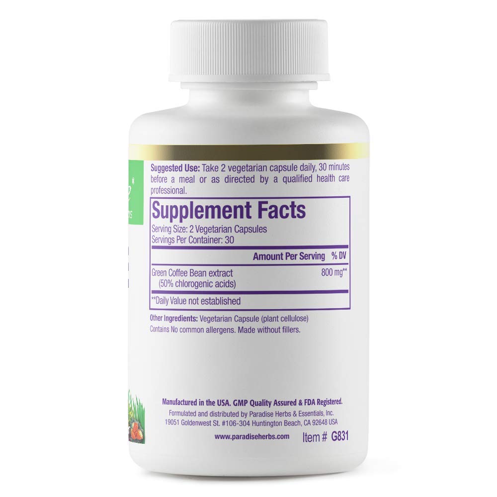 Paradise Herbs Green Coffee Bean - Active Whole Spectrum Extract | 60 Count (Pack of 2)