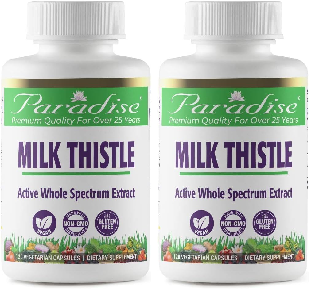 Paradise Herbs Milk Thistle – Active Whole Spectrum Extract, 120 Veg Capsules (Pack of 2)