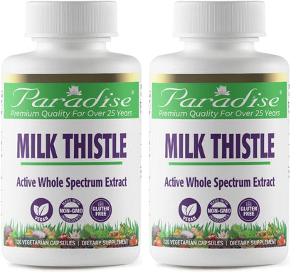 Paradise Herbs Milk Thistle – Active Whole Spectrum Extract, 120 Veg Capsules (Pack of 2)