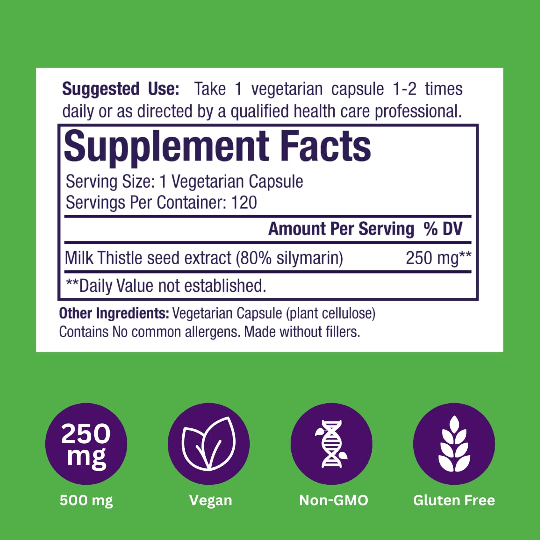 Paradise Herbs Milk Thistle – Active Whole Spectrum Extract, 120 Veg Capsules (Pack of 2)