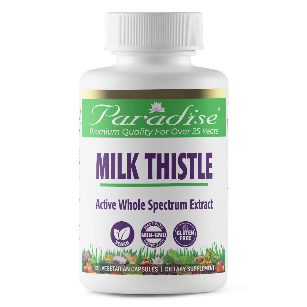 Paradise Herbs Milk Thistle – Active Whole Spectrum Extract, 120 Vegan Capsules